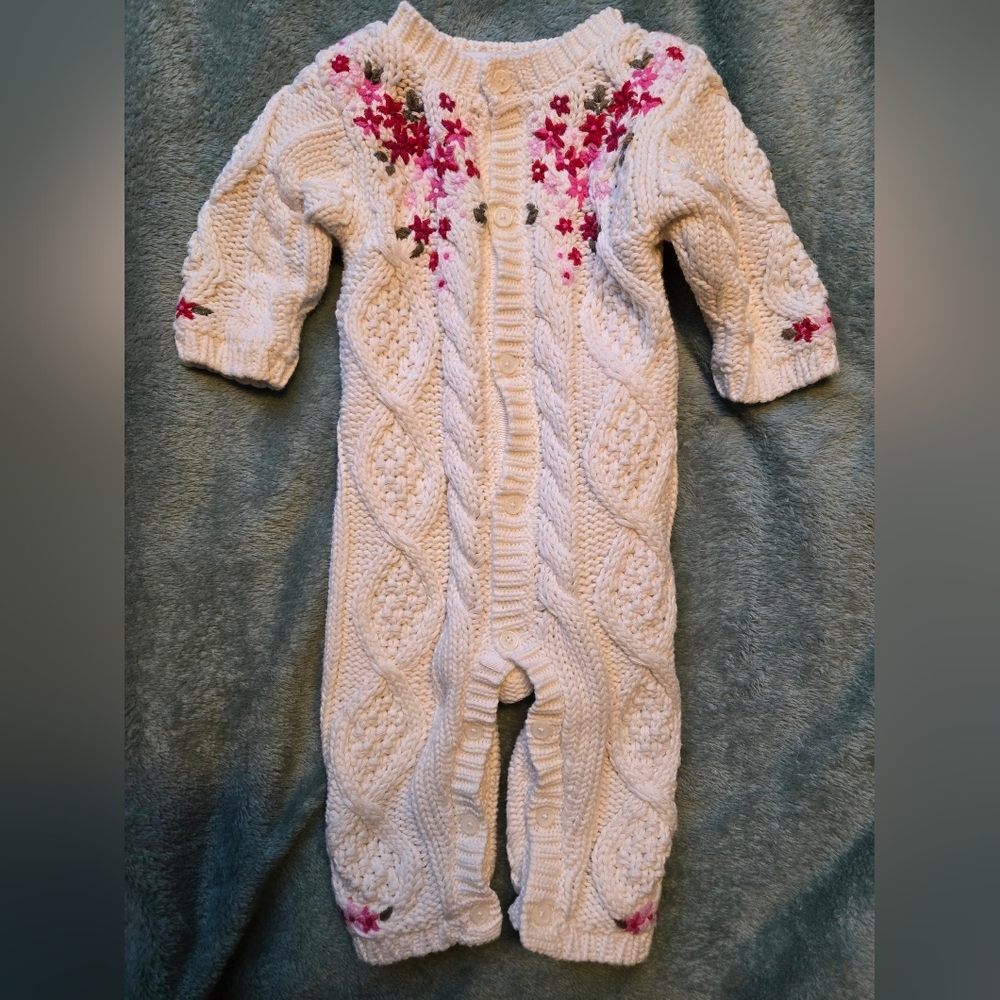 Baby Gap Embroidered Sweater Onesie- Sz Newborn to 3 months